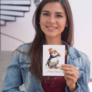 Cartes Pour Fêtes Annuelles Merry Puffin, personnalisé