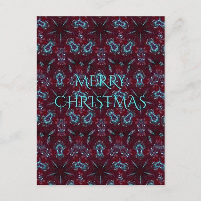 Cartes Pour Fêtes Annuelles Merry Rouge Turquoise Merry Noël Kaleidoscope (Devant)