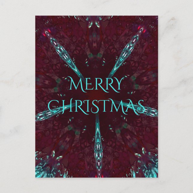 Cartes Pour Fêtes Annuelles Merry Rouge Turquoise Merry Noël Kaleidoscope (Devant)
