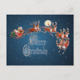 Cartes Pour Fêtes Annuelles "MERRY SANTA, SLEIGH et REINDEER par SHARON SHARPE