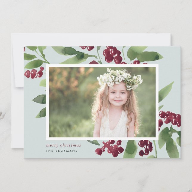 Cartes Pour Fêtes Annuelles Merry Sprigs | Joyeuse photo de Noël (Devant)