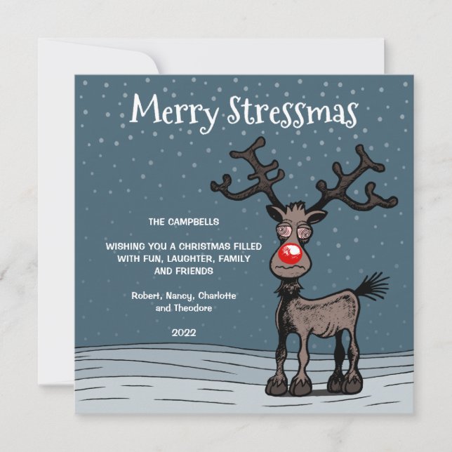 Cartes Pour Fêtes Annuelles Merry Stressmas with Rudolph Christmas Card (Devant)