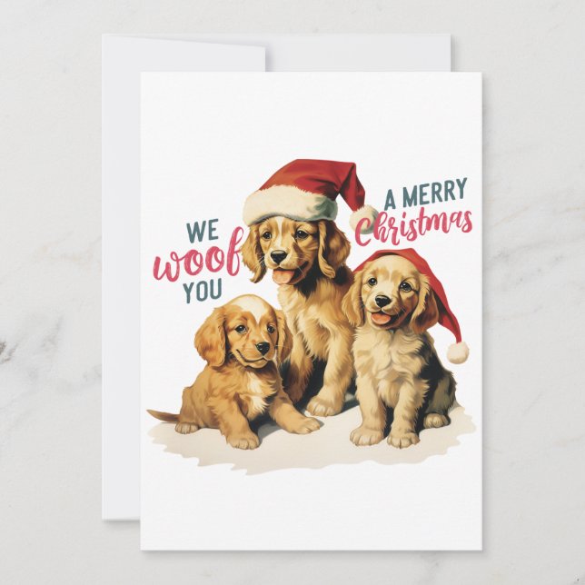 Cartes Pour Fêtes Annuelles Merry Woofmas 2023 : Noël rétro Labrador (Devant)