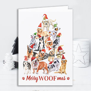 Cartes Pour Fêtes Annuelles Merry Woofmas Amoureux des chiens Noël Animaux de