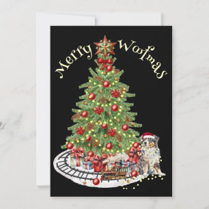 Cartes Pour Fêtes Annuelles Merry Woofmas Chien Design - Australian Shepherd