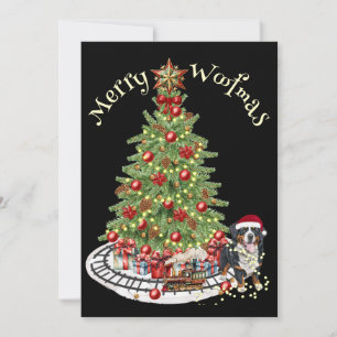 Cartes Pour Fêtes Annuelles Merry Woofmas Chien Design - Bernese Mountain Dog