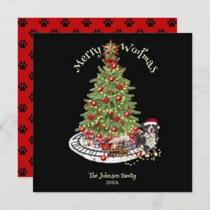 Cartes Pour Fêtes Annuelles Merry Woofmas Chien Design - Bernese Mountain Dog