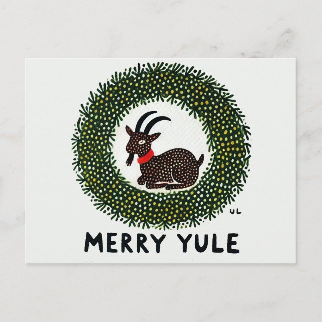 Cartes Pour Fêtes Annuelles Merry Yule Chèvre (Devant)