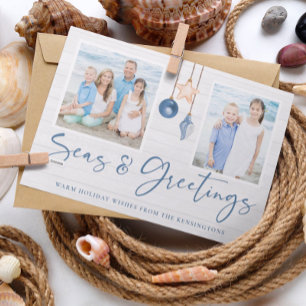 Cartes Pour Fêtes Annuelles Mers et salutations Photo de vacances en bois côti
