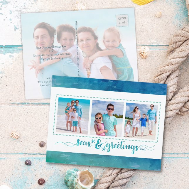 Cartes Pour Fêtes Annuelles MERS ET SALUTS DE Noël Côtiers 4 Photos (Créateur téléchargé)