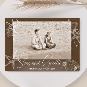 Cartes Pour Fêtes Annuelles Mers & Salutations Photo Plage Sépia Marron