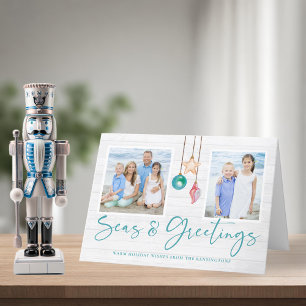Cartes Pour Fêtes Annuelles Mers sarcelles et coquillages de salutations Ornem