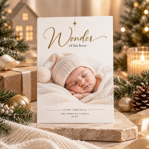 Cartes Pour Fêtes Annuelles Merveille de sa photo de nouveau-né Noël religieux