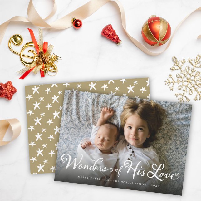 Cartes Pour Fêtes Annuelles Merveilles de son amour Photo de Noël religieuse (Créateur téléchargé)