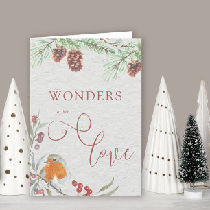 Cartes Pour Fêtes Annuelles Merveilles de son amour Robin de Noël et Pine Cone