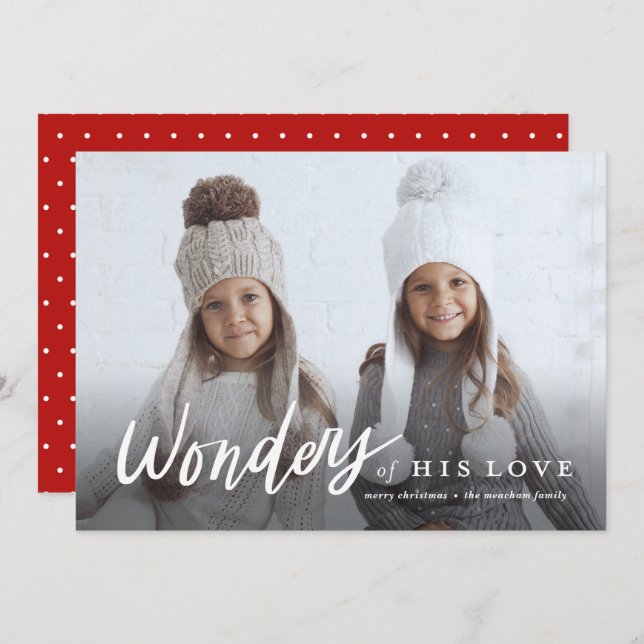 Cartes Pour Fêtes Annuelles Merveilles manuscrites de son amour religieux (Devant / Derrière)