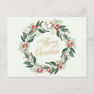 Cartes Pour Fêtes Annuelles Merveilleuse couronne d'aquarelle de Noël avec bai