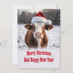 Cartes Pour Fêtes Annuelles Merveilleuse vache de Noël