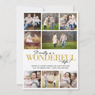 Cartes Pour Fêtes Annuelles Merveilleuse Vie 8 Photo Lettre or Option