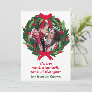Cartes Pour Fêtes Annuelles MERVEILLEUSE Wreath CUSTOM PHOTO Noël