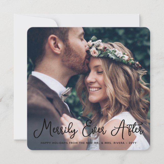 Cartes Pour Fêtes Annuelles Merveilleusement toujours après les jeunes mariés  (Devant)