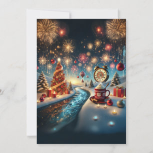 Cartes Pour Fêtes Annuelles Merveilleux Pays d'Hiver Festif avec Chocolat Chau