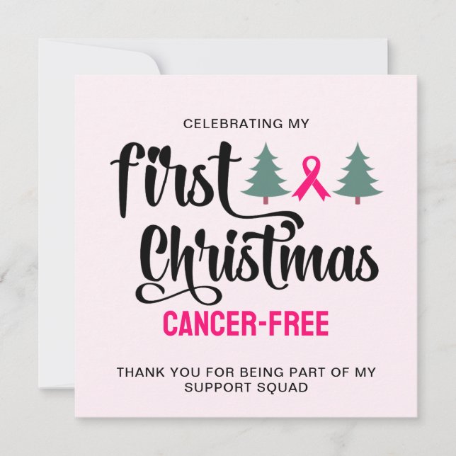Cartes Pour Fêtes Annuelles MES PREMIERS NOËL Cancer du sein Merci libre (Devant)