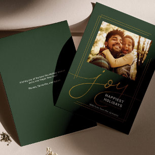 Cartes Pour Fêtes Annuelles Message à la famille Script photo Joie Noël