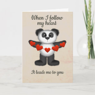 Cartes Pour Fêtes Annuelles Message de la Saint-Valentin Ours Panda Chaîne de 