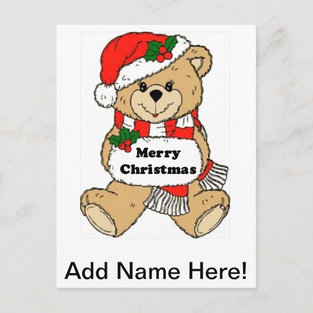 Cartes Pour Fêtes Annuelles Message de l'ours en peluche de Noël (Devant)