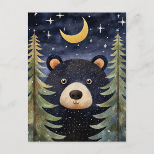 Cartes Pour Fêtes Annuelles Message de Noël Black Bear Night Moon