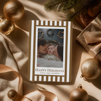 Cartes Pour Fêtes Annuelles Message de Noël classique avec photo et rayures fa