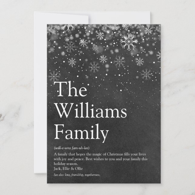 Cartes Pour Fêtes Annuelles Message de Noël de la définition de famille (Devant)