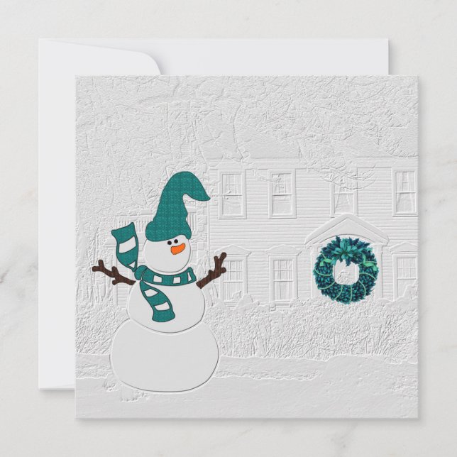 Cartes Pour Fêtes Annuelles Message de Noël familial Thème Snowman (Devant)