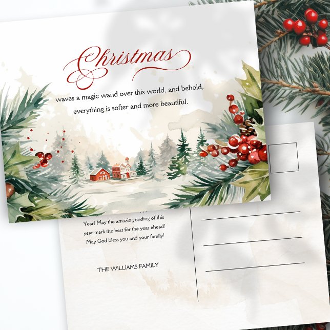 Cartes Pour Fêtes Annuelles Message de Noël Scène d'hiver non photo (Créateur téléchargé)