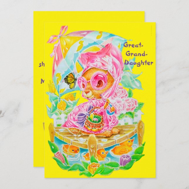 Cartes Pour Fêtes Annuelles Message de Pâques personnalisé pour arrière-petite (Devant / Derrière)