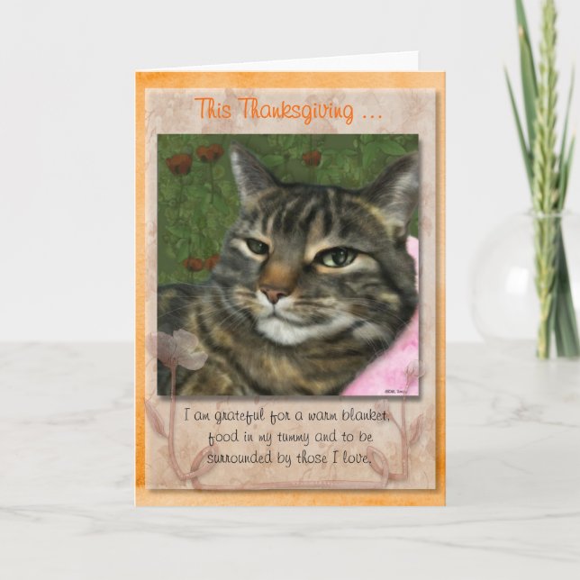 Cartes Pour Fêtes Annuelles Message de thanksgiving de votre chat (Devant)