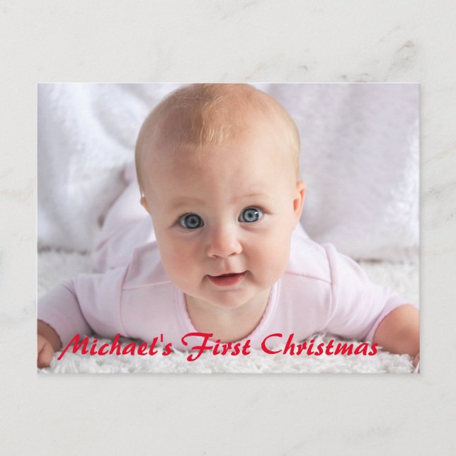 Cartes Pour Fêtes Annuelles Message personnalisé Baby First Christmas (Devant)
