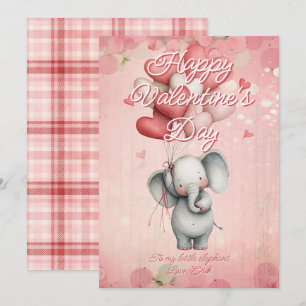 Cartes Pour Fêtes Annuelles Message personnalisé éléphant animal Saint-Valenti