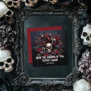 Cartes Pour Fêtes Annuelles Message personnalisé Goth Dark Skull XMas Wreath