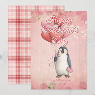 Cartes Pour Fêtes Annuelles Message personnalisé Manchot Animal Saint-Valentin