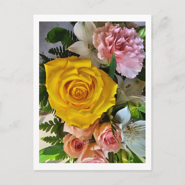 Cartes Pour Fêtes Annuelles Message rose jaune (Devant)