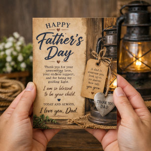 Cartes Pour Fêtes Annuelles Message sincère de la fête des Pères de gratitude 