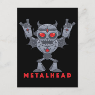 Cartes Pour Fêtes Annuelles Metalhead - Lourd Diable Robot Métal - Avec Texte