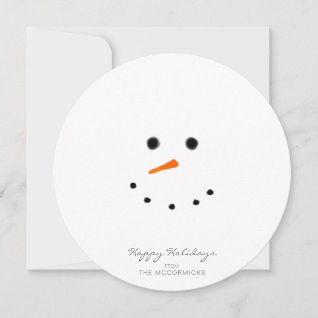 Cartes Pour Fêtes Annuelles Mete Moderne Snowman Visage Ronde Salutation (Devant)