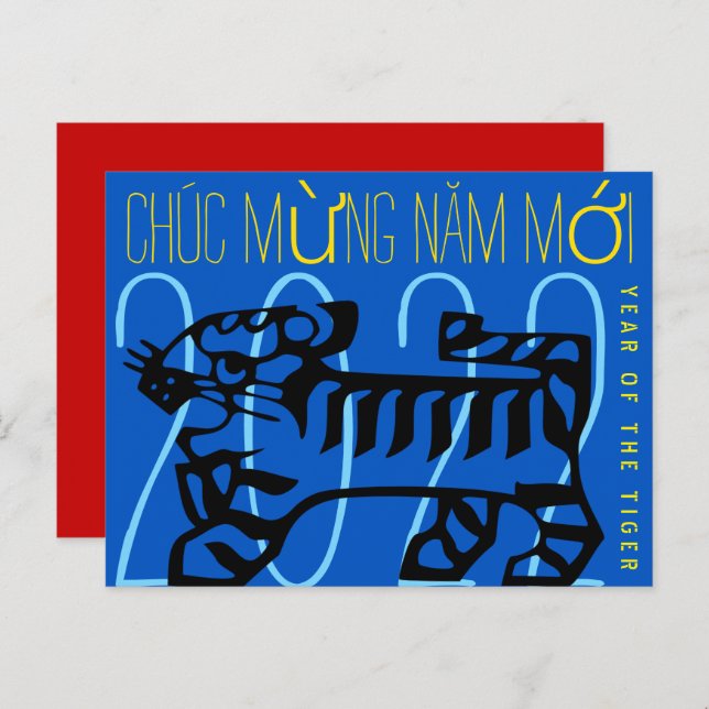 Cartes Pour Fêtes Annuelles Mete Tiger Moderne Année Salutation En HPC Vietnam (Devant / Derrière)