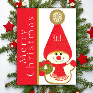 Cartes Pour Fêtes Annuelles Mi-Siècle Joyeux Gnome de neige Custom Noël
