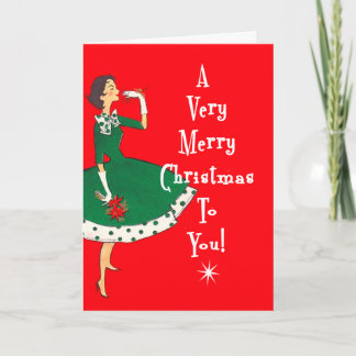Cartes Pour Fêtes Annuelles Mi-siècle moderne fille célibataire Joyeux Noël Ro