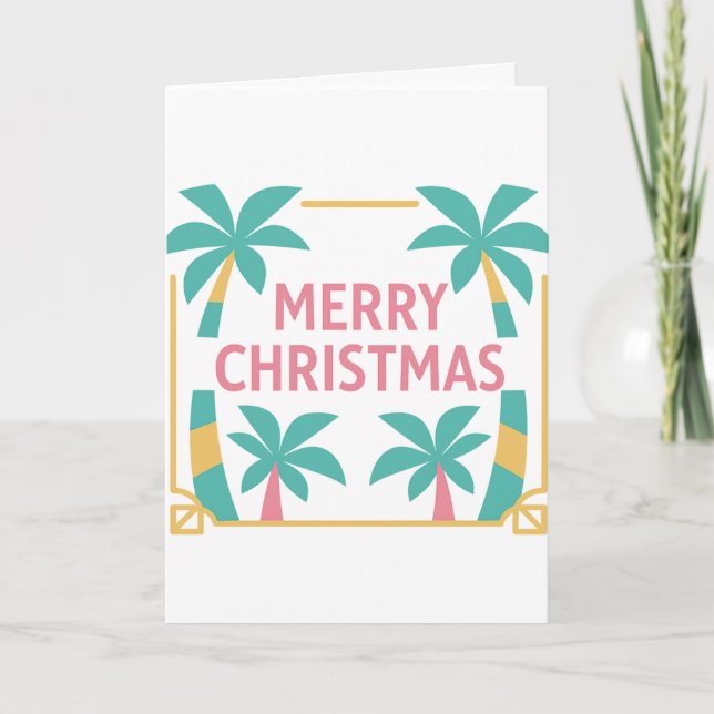 Cartes Pour Fêtes Annuelles Miami Art Deco Christmas Palm Tree Card (Devant)