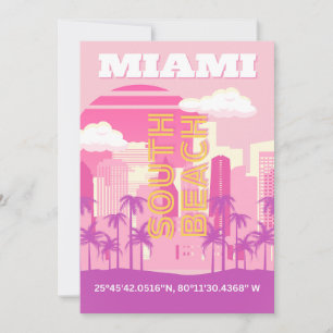 Cartes Pour Fêtes Annuelles Miami Beach, Miami Travel Art, Preppy Room, Rose